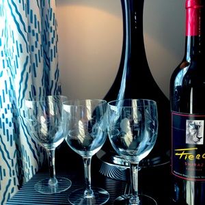 3 crystal wine glasses. Princess House vintage 8oz